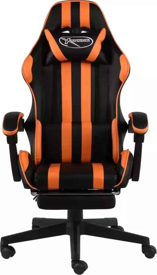 Dolce Vita La Racestoel met voetensteun kunstleer zwart en oranje