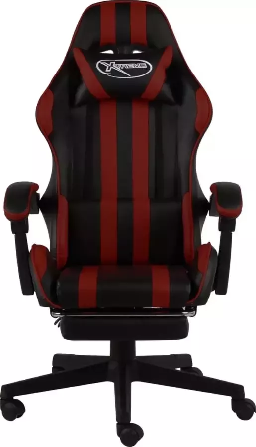 Prolenta Premium INFIORI Racestoel met voetensteun kunstleer zwart en wijnrood - Foto 1