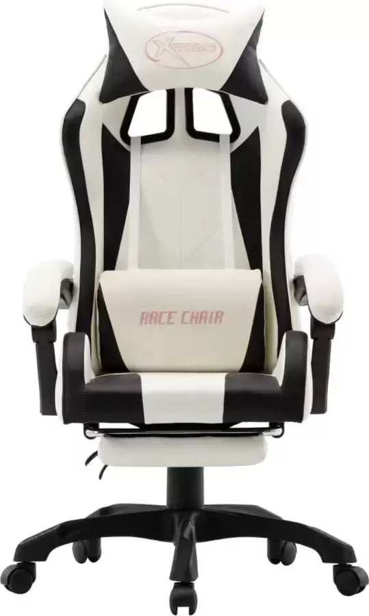 Prolenta Premium INFIORI Racestoel met voetensteun kunstleer zwart en wit