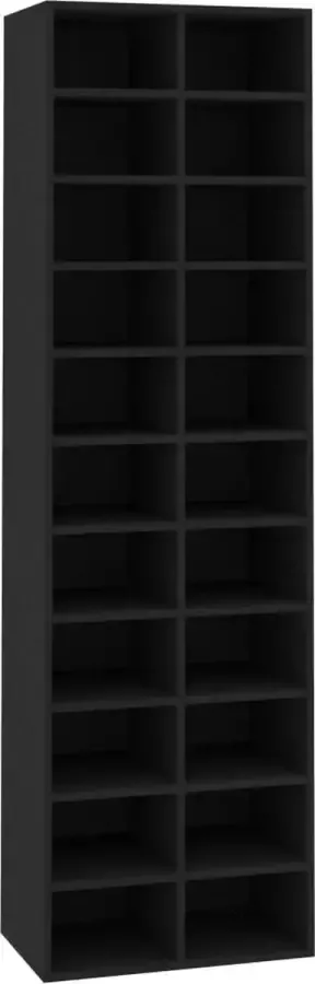 Dolce Vita La Schoenenrek Schoenenopberger Schoenenladekast Schoenenkast met deuren 54x34x183 cm bewerkt hout zwart