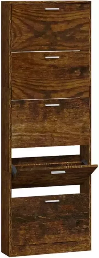 Dolce Vita La Schoenenrek Schoenenopberger Schoenenladekast Schoenenkast met deuren 59x17x169 cm bewerkt hout gerookt eikenkleurig