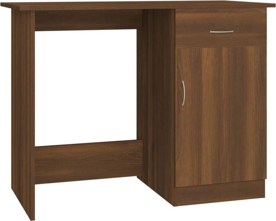 Dolce Vita La Schrijftafel Werktafel Computertafel Kantoorbureau Studiebureau Bureau 100x50x76 cm bewerkt hout bruineikenkleurig