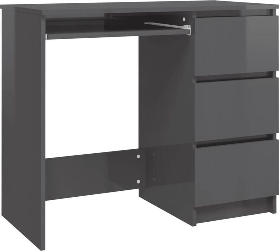 Dolce Vita La Schrijftafel Werktafel Computertafel Kantoorbureau Studiebureau Bureau 90x45x76 cm spaanplaat hoogglans grijs