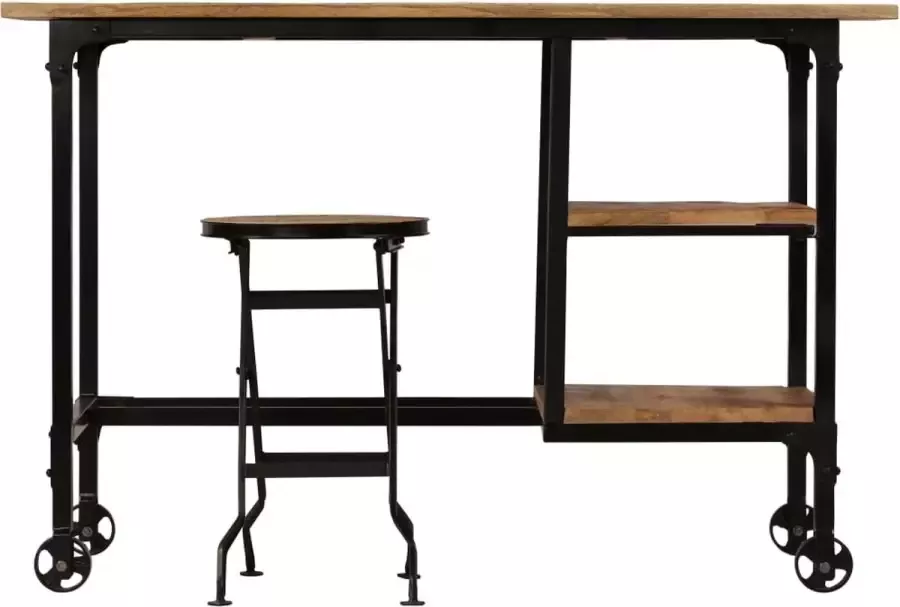 Dolce Vita La Schrijftafel Werktafel Computertafel Kantoorbureau Studiebureau Bureau met inklapbaar krukje 115x50x76 cm massief mangohout