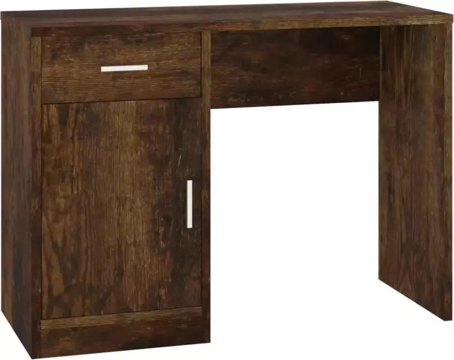 Dolce Vita La Schrijftafel Werktafel Computertafel Kantoorbureau Studiebureau Bureau met kast en lade 100x40x73 cm bewerkt hout betongrijs