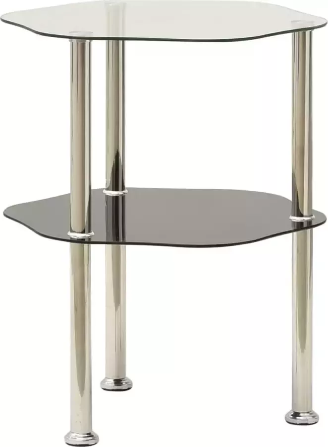 Dolce Vita La Tafeltje Bijzettafel Accenttafel Multifunctionele tafel- Salontafel 2-laags 38x38x50 cm gehard glas transparant