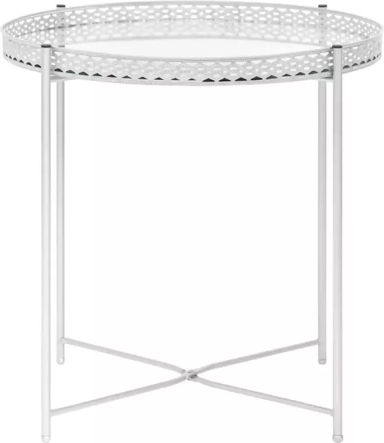 Dolce Vita La Tafeltje Bijzettafel Accenttafel Multifunctionele tafel- Salontafel 40x40x41 cm glas zilverkleurig