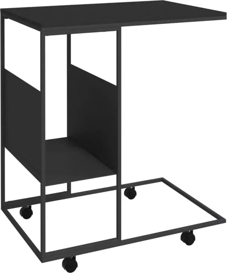 Dolce Vita La Tafeltje Bijzettafel Accenttafel Multifunctionele tafel- Salontafel met wieltjes 55x36x63 5 bewerkt hout zwart