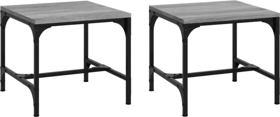 Dolce Vita La Tafeltje Bijzettafel Accenttafel Multifunctionele tafel- Salontafels 2 st 40x40x35 cm bewerkt hout zwart