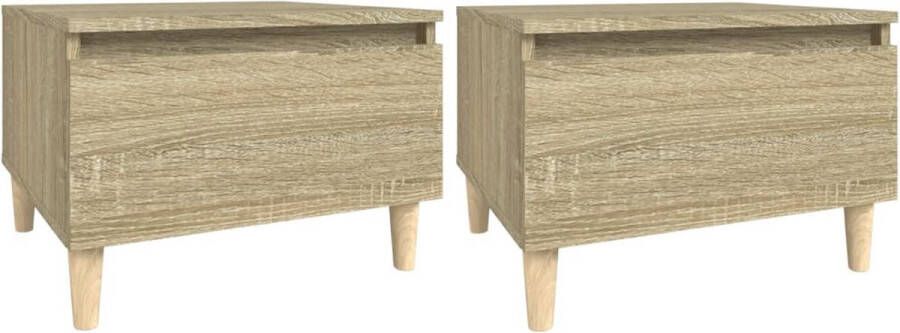 Dolce Vita La Tafeltje Bijzettafel Accenttafel Multifunctionele tafel- Salontafels 2 st 50x46x35 cm bewerkt hout betongrijs