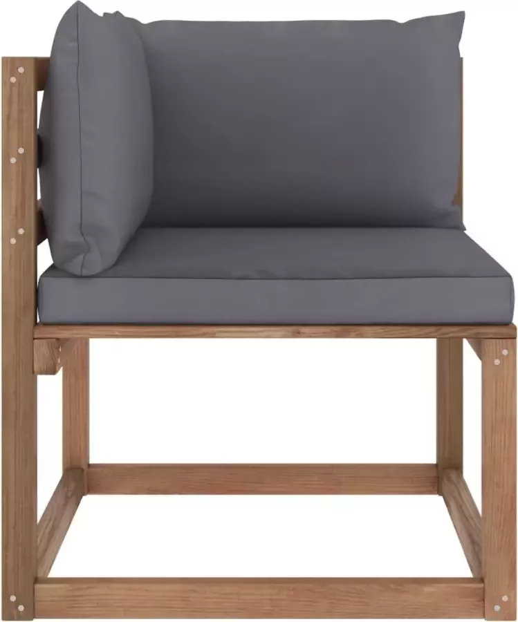 Dolce Vita La TuinhoekZitmeubel Sofa Zitbank Loungebank Hoekbank Relaxbank Loveseat Bank met antracietkleurige kussens massief grenenhout