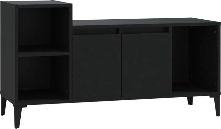 Dolce Vita La Tv-kast Mediameubel Tv-standaard Tv-tafel Televisiemeubel Tv-opbergkast 100x35x55 cm bewerkt hout zwart