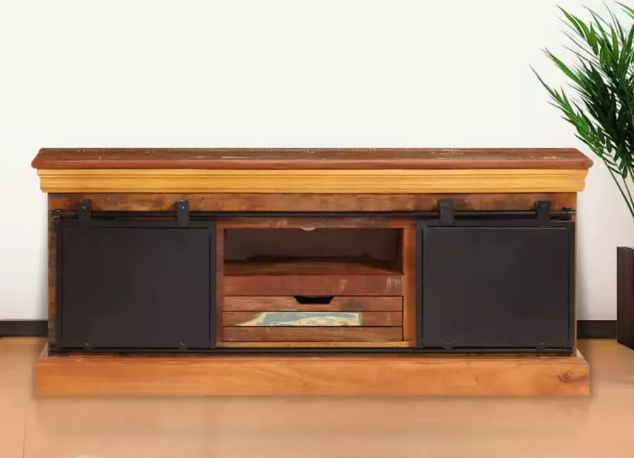 Dolce Vita La Tv-kast Mediameubel Tv-standaard Tv-tafel Televisiemeubel Tv-opbergkast 110x30x45 cm massief gerecycled hout