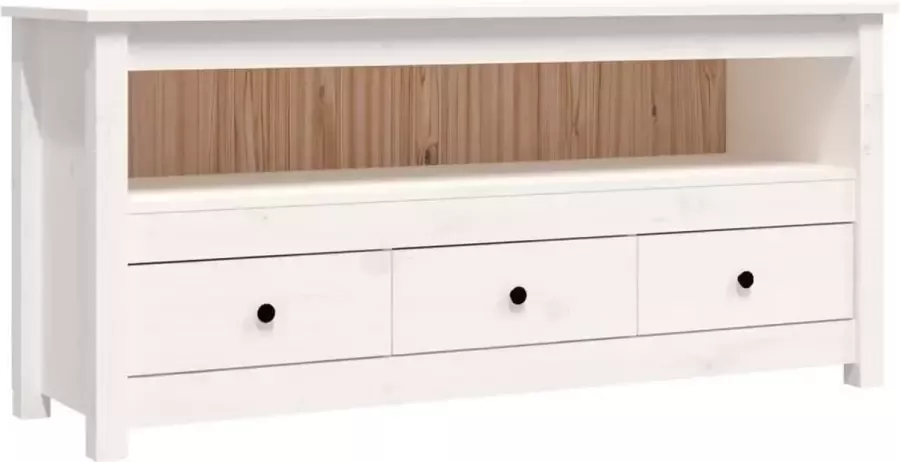 Dolce Vita La Tv-kast Mediameubel Tv-standaard Tv-tafel Televisiemeubel Tv-opbergkast 114x35x52 cm massief grenenhout wit