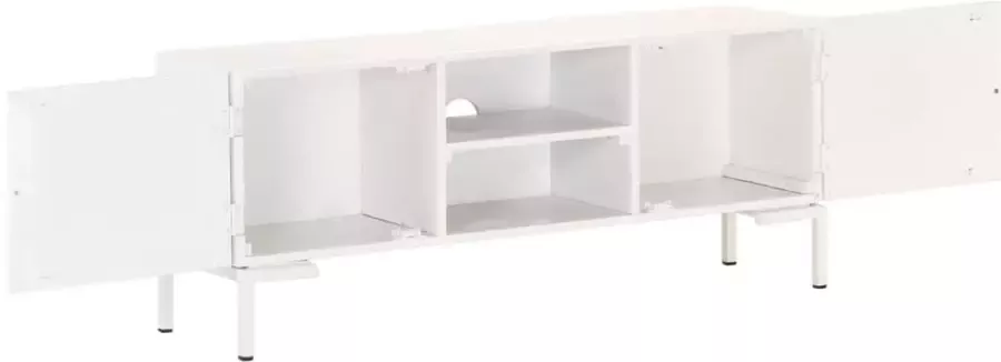 Dolce Vita La Tv-kast Mediameubel Tv-standaard Tv-tafel Televisiemeubel Tv-opbergkast 115x30x46 cm massief mangohout wit - Foto 3