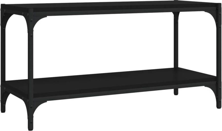 Dolce Vita La Tv-kast Mediameubel Tv-standaard Tv-tafel Televisiemeubel Tv-opbergkast 80x33x41 cm bewerkt hout en staal zwart