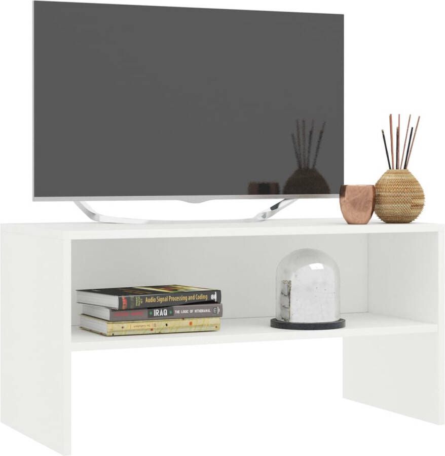 Dolce Vita La Tv-kast Mediameubel Tv-standaard Tv-tafel Televisiemeubel Tv-opbergkast 80x40x40 cm bewerkt hout wit