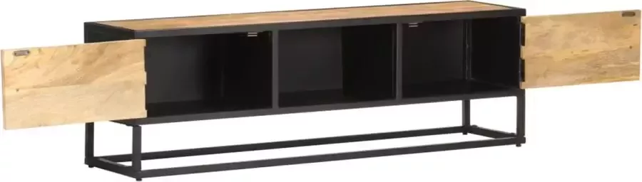 Dolce Vita La Tv-kast Mediameubel Tv-standaard Tv-tafel Televisiemeubel Tv-opbergkast met bewerkte deur 130x30x40 cm ruw mangohout