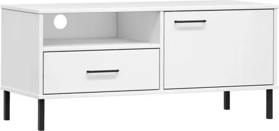 Dolce Vita La Tv-kast Mediameubel Tv-standaard Tv-tafel Televisiemeubel Tv-opbergkast met metalen poten 69 5x30x50 cm hoogglans wit