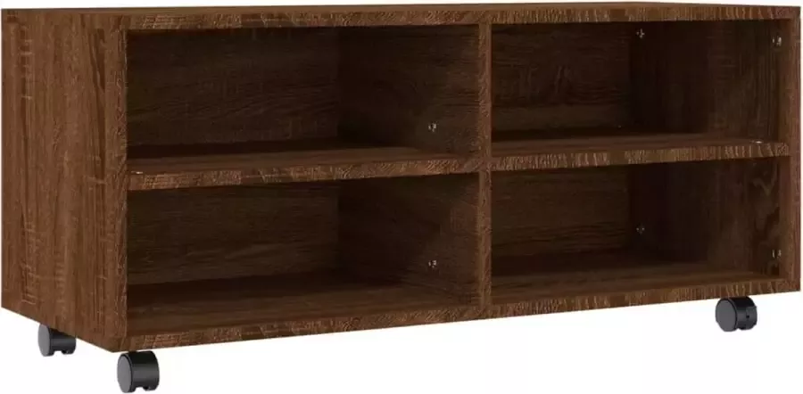Dolce Vita La Tv-kast Mediameubel Tv-standaard Tv-tafel Televisiemeubel Tv-opbergkast met wieltjes 90x35x35 cm bewerkt hout bruineikenkleur - Foto 2