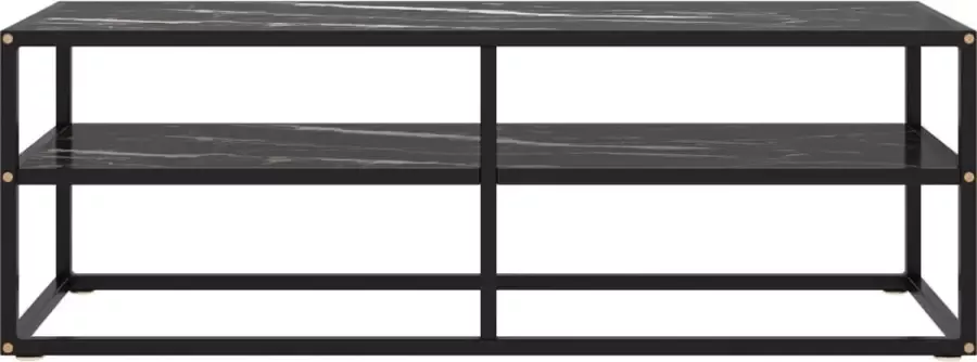 Dolce Vita La Tv-kast Mediameubel Tv-standaard Tv-tafel Televisiemeubel Tv-opbergkast met zwart marmerglas 120x40x40 cm zwart