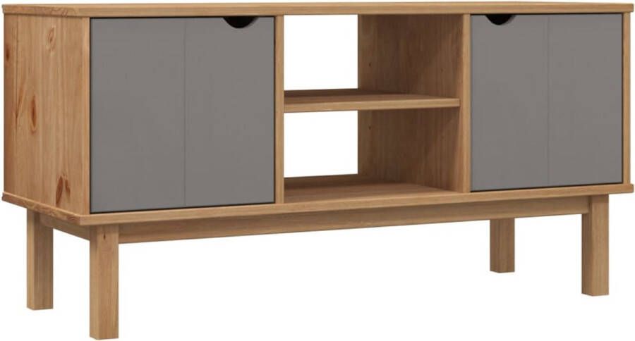 Dolce Vita La Tv-kast Mediameubel Tv-standaard Tv-tafel Televisiemeubel Tv-opbergkast OTTA 113 5x43x57 cm massief grenenhout bruin en grijs