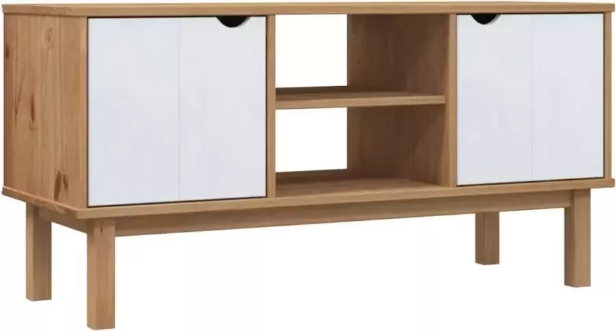 Dolce Vita La Tv-kast Mediameubel Tv-standaard Tv-tafel Televisiemeubel Tv-opbergkast OTTA 113 5x43x57 cm massief grenenhout bruin en grijs - Foto 2