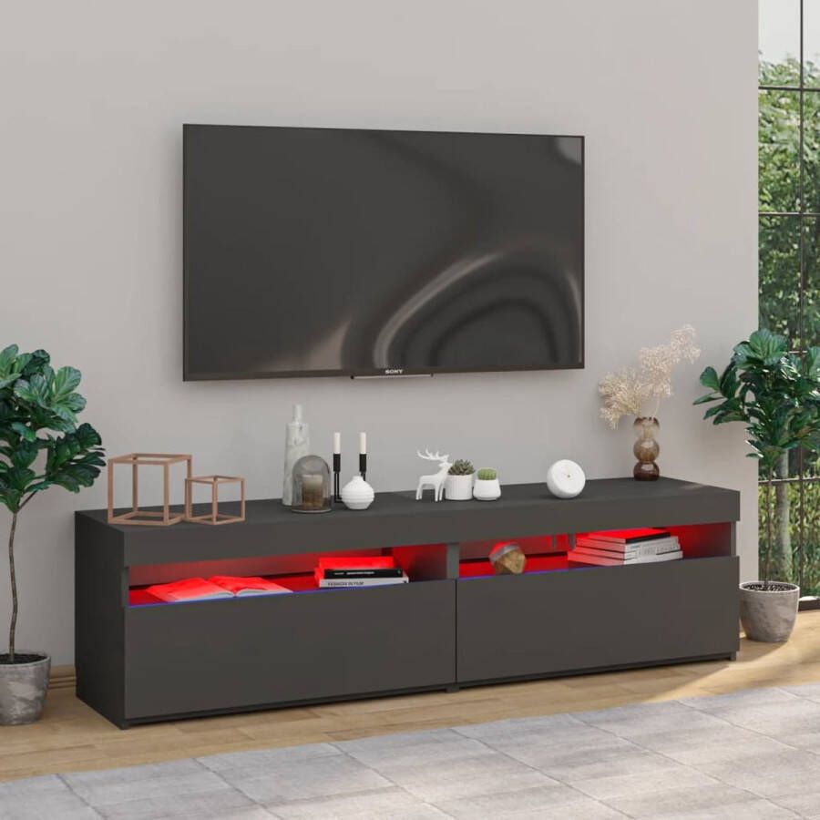 Dolce Vita La Tv-kast Mediameubel Tv-standaard Tv-tafel Televisiemeubel Tv-opbergkasten 2 st met LED-verlichting 60x35x40 cm betongrijs