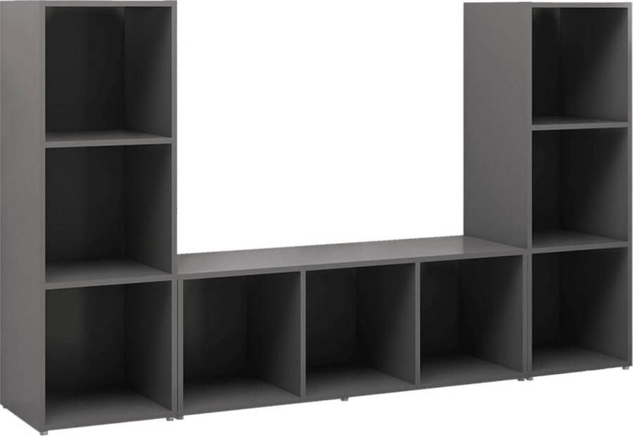 Dolce Vita La Tv-kast Mediameubel Tv-standaard Tv-tafel Televisiemeubel Tv-opbergkasten 3 st 107x35x37 cm spaanplaat grijs