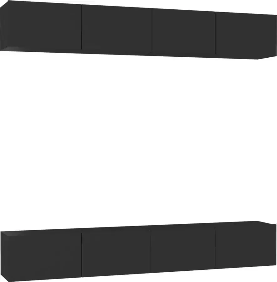 Dolce Vita La Tv-kast Mediameubel Tv-standaard Tv-tafel Televisiemeubel Tv-opbergkasten 4 st 100x30x30 cm spaanplaat zwart