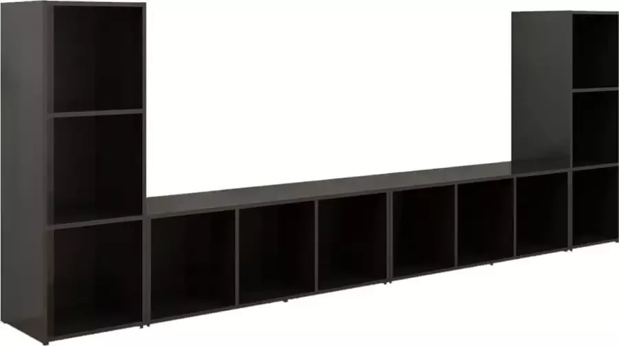Dolce Vita La Tv-kast Mediameubel Tv-standaard Tv-tafel Televisiemeubel Tv-opbergkasten 4 st 107x35x37 cm spaanplaat hoogglans zwart