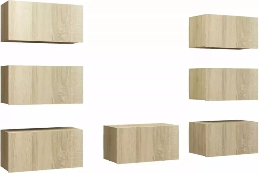 Dolce Vita La Tv-kast Mediameubel Tv-standaard Tv-tafel Televisiemeubel Tv-opbergkasten 7 st 30 5x30x60 cm spaanplaat sonoma eikenkleurig