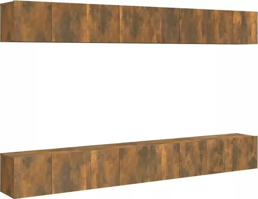 Dolce Vita La Tv-kast Mediameubel Tv-standaard Tv-tafel Televisiemeubel Tv-opbergkasten 8 st 60x30x30 cm bewerkt hout gerookt eikenkleurig