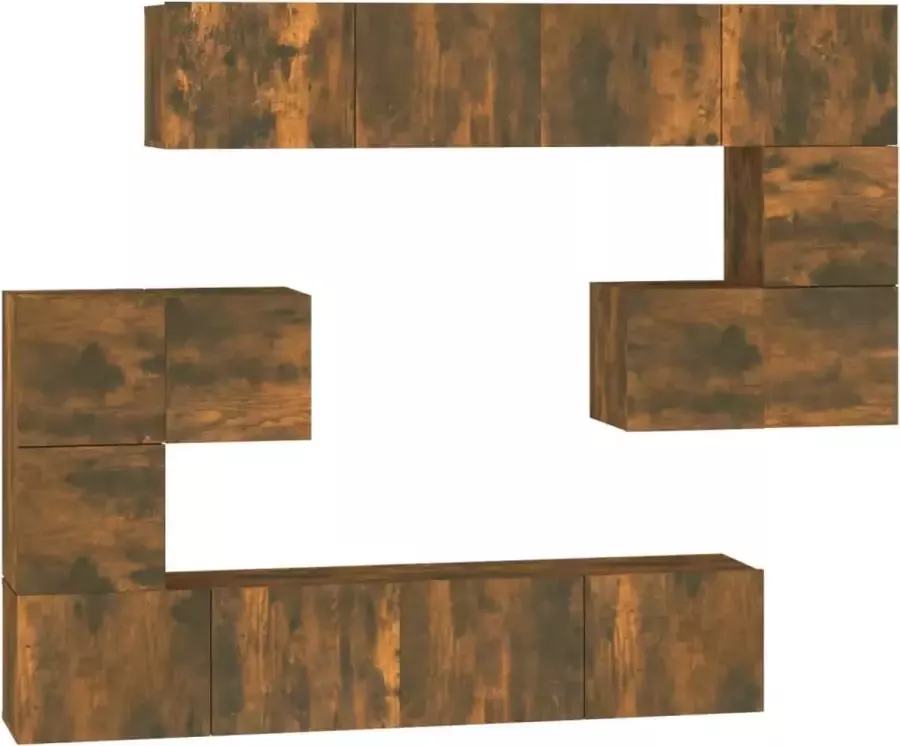 Dolce Vita La Tv-meubelwand Wandplank voor televisie Tv-bevestigingssysteem voor aan de muur bewerkt hout bruineikenkleurig