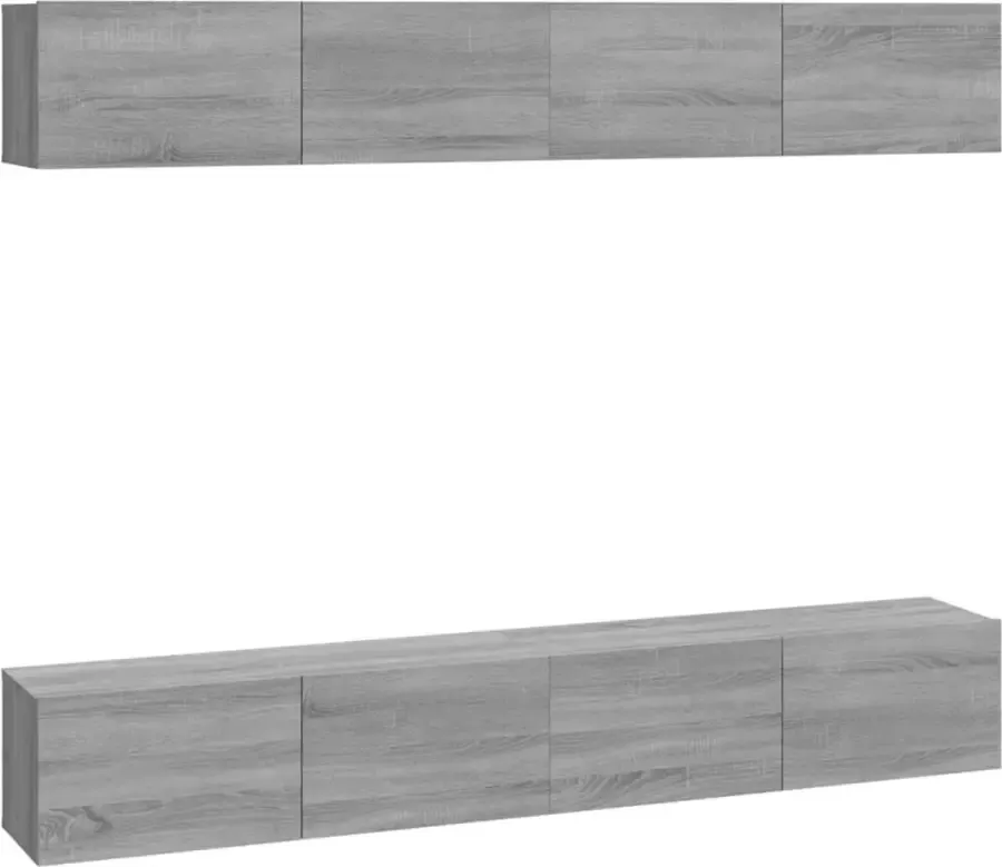 Dolce Vita La Tv-meubelwand Wandplank voor televisie Tv-bevestigingssysteem voor aan de muurs 4 st 100x30x30 cm grijs sonoma eikenkleurig