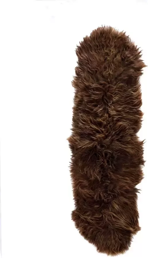 Donja HD IJslands schapenvacht vloerkleed tapijt loper lange wol bruin