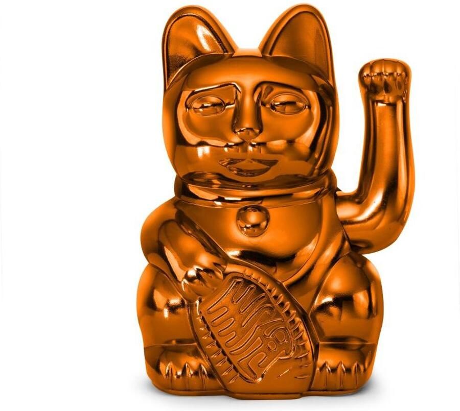 Donkey Products Lucky Cat Cosmic Edition – Mars – Glanzend Koper – Gelukskat met Bewegende Poot – 15 cm – Japanse Decoratie