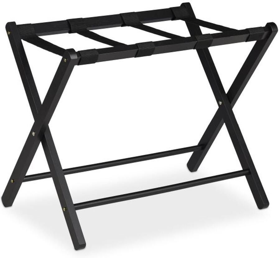 Doodadeals Kofferrek Inklapbaar – Bagagerek – Kofferstandaard – Hout – Zwart – 54 5 x 66 x 44 cm