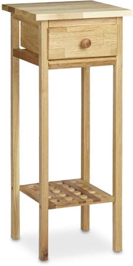 Doodadeals Walnotenhout Telefoontafel – Bijzettafel met Lade – Plantentafeltje van Hout – Lichtbruin – 60 x 25 x 25 cm