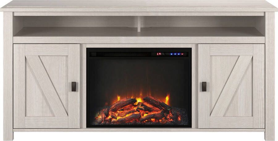 Loft24 Farmington|Wit spaanplaat TV-meubel met elektrische open haard - Foto 2