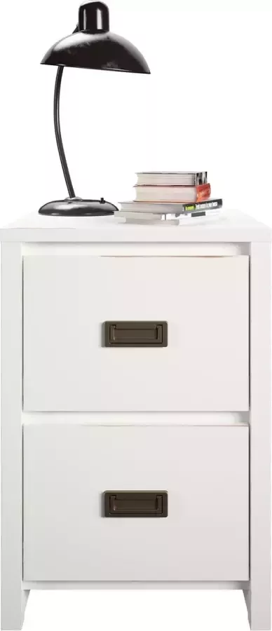 Dorel Home Monarch Hill Nachtkastje met 2 lades in MDF wit