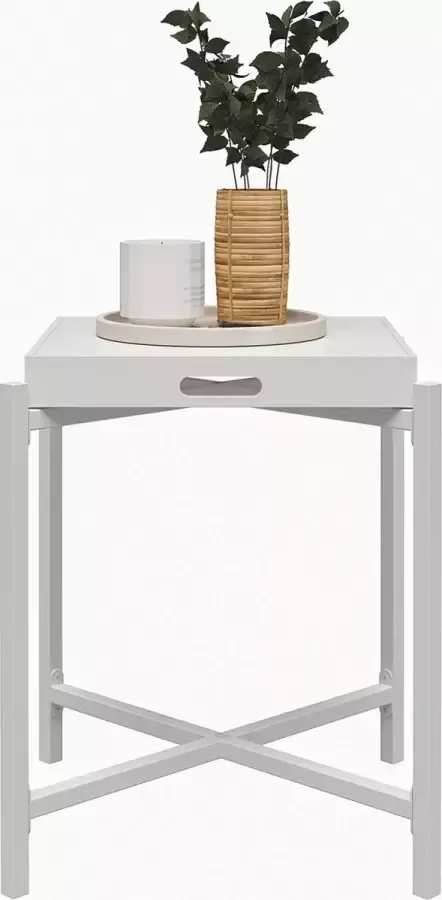 Dorel Home Poly Bijzettafel met afneembaar dienblad in wit MDF