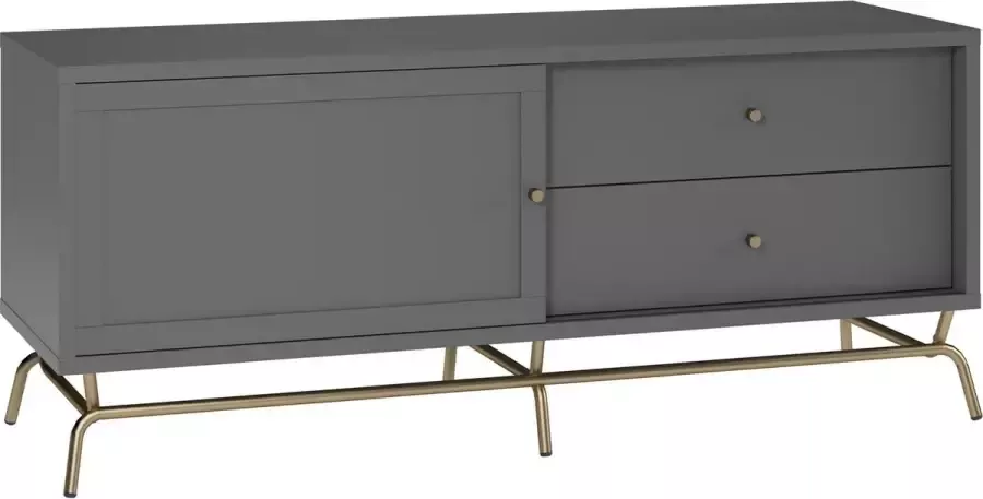 Dorel Home Tv-meubel met 1 deur en 2 lades in grafietgrijs gelamineerd spaanplaat