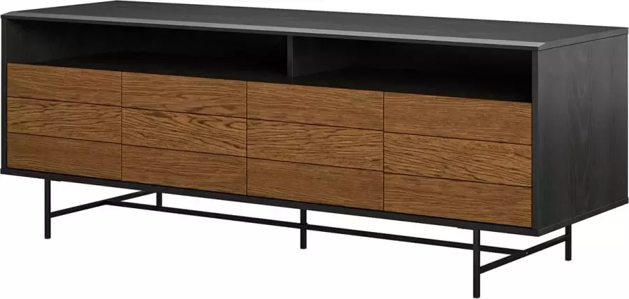 Dorel Home Tv-meubel met 4 deuren in gelamineerd spaanplaat zwart en eiken
