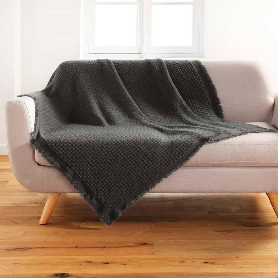 DOUCEUR D'INTERIEUR Plaid voor bank CORALINE 125 x 150 cm