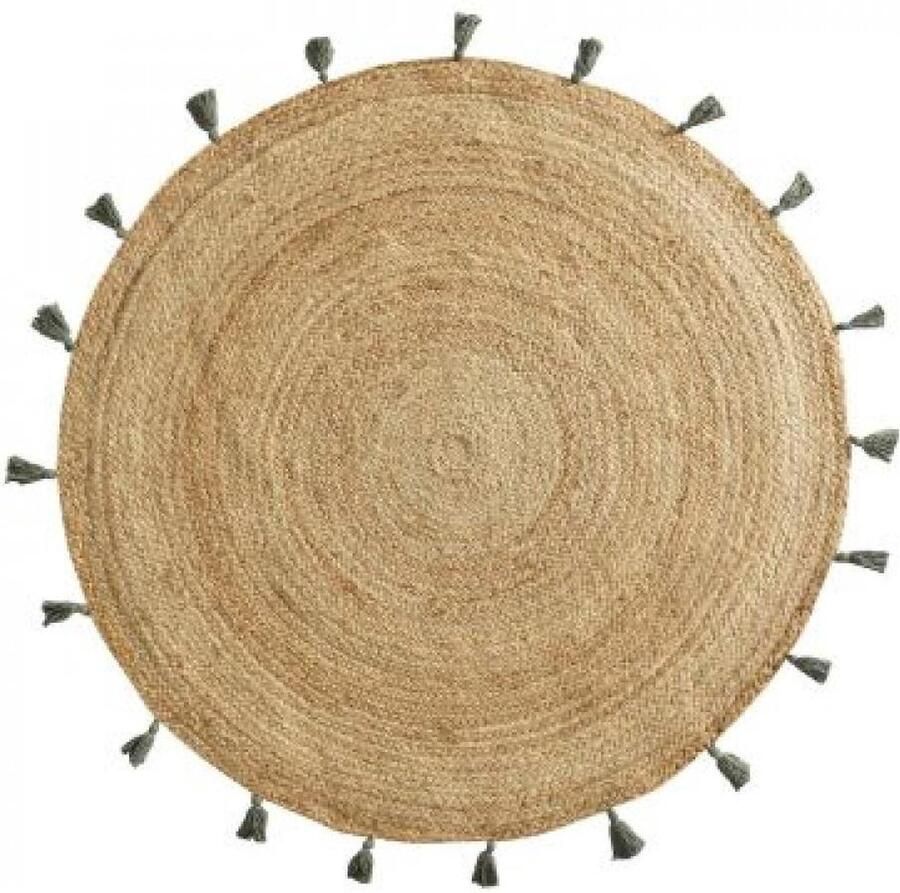 DOUCEUR D'INTERIEUR Rond Jute Vloerkleed – 120 cm – Kaki – Natuurlijk & Tijdloos
