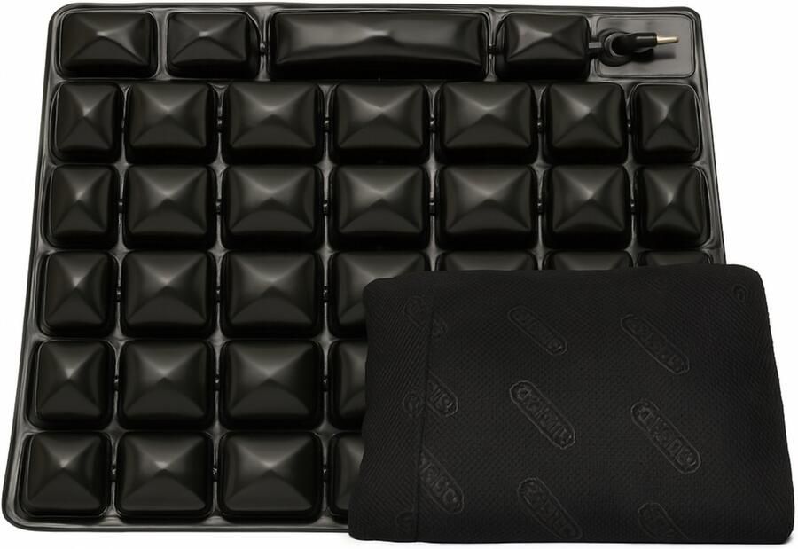 DR-HO s Dr. Ho s Air Wave Zitkussen – Ergonomisch Luchtkussen voor Rolstoel Auto & Bureaustoel – Ondersteuning Lage Rug – 38 Luchtkamers – Wasbaar – 45x35 cm – Zwart