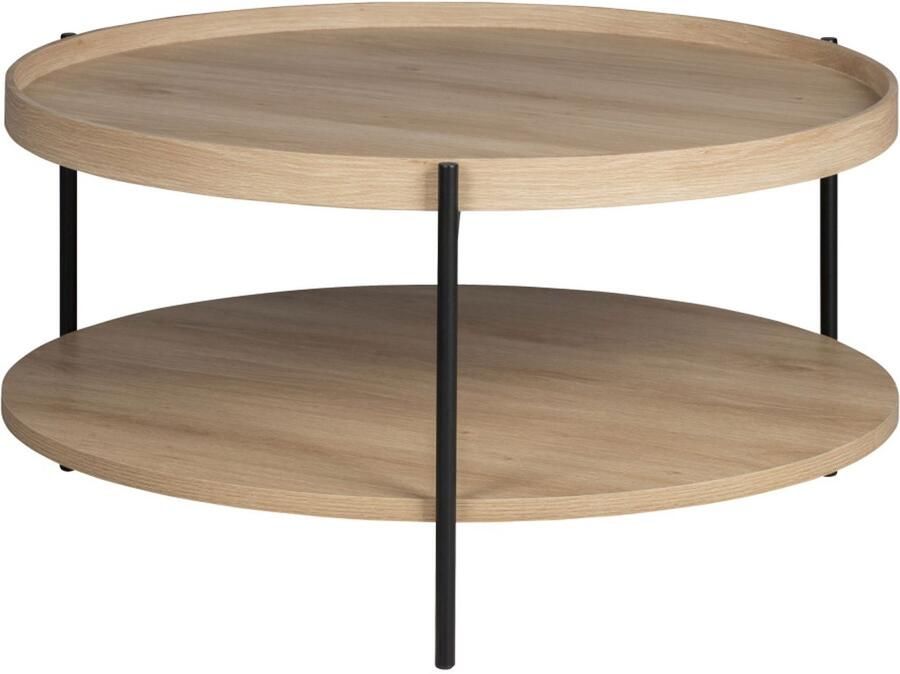 Drawer KORRO Ronde salontafel van hout en metaal ø80cm