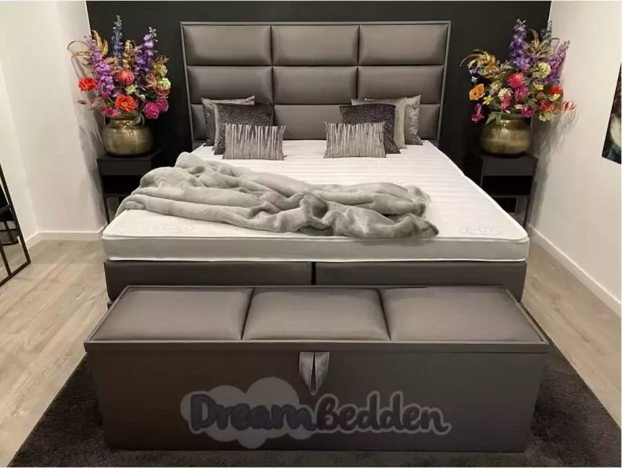 Dreambedden Boxspring 140x210 Abruzzo incl. Meegestofferde 7-zones Pocketvering matrassen & HR60 koudschuim Prestige topper