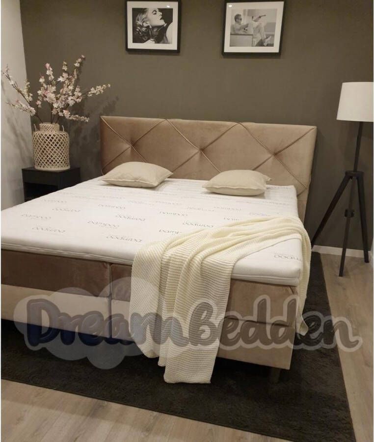 dreambedden Boxspring 180x210 Granada incl. Meegestofferde 7-zones Pocketvering matrassen & HR55 koudschuim Bamboo exclusive topper